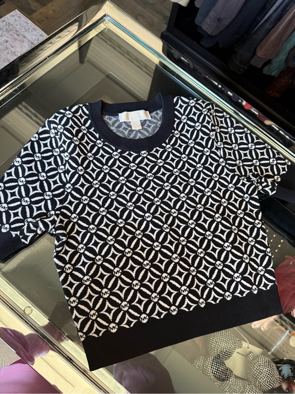 MICHAEL Michael Kors Monogram Patterned Knit Crop Top